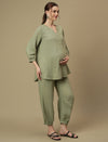 Maternity Tunic with Joggers Co-ord Set- Green