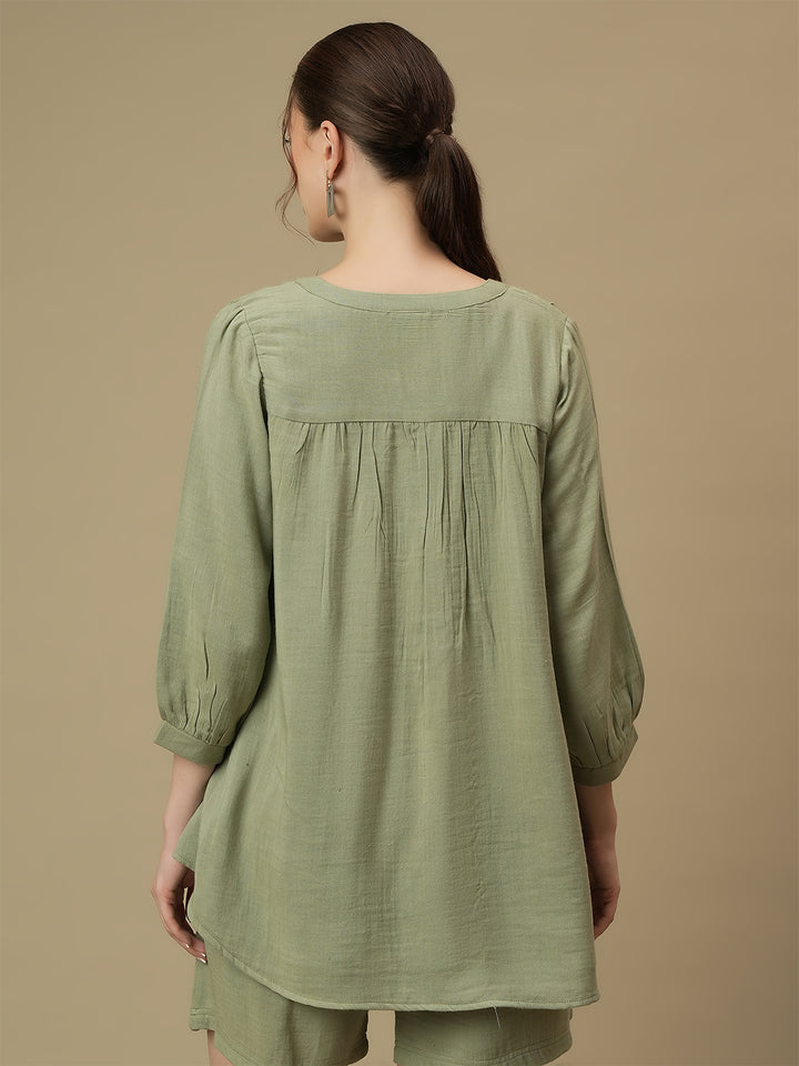 Maternity Tunic with Shorts Co-ord Set- Green