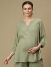 Maternity Tunic with Shorts Co-ord Set- Green