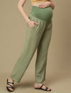 Maternity Tunic with Wide-leg Pants Co-ord Set- Green