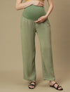 Maternity Tunic with Wide-leg Pants Co-ord Set- Green