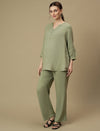 Maternity Tunic with Wide-leg Pants Co-ord Set- Green