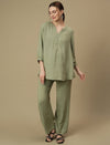 Maternity Tunic with Wide-leg Pants Co-ord Set- Green