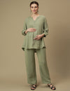 Maternity Tunic with Wide-leg Pants Co-ord Set- Green