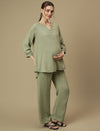 Maternity Tunic with Wide-leg Pants Co-ord Set- Green