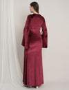 Purple Maternity Velvet Bodycon Gown with Bell Sleeves