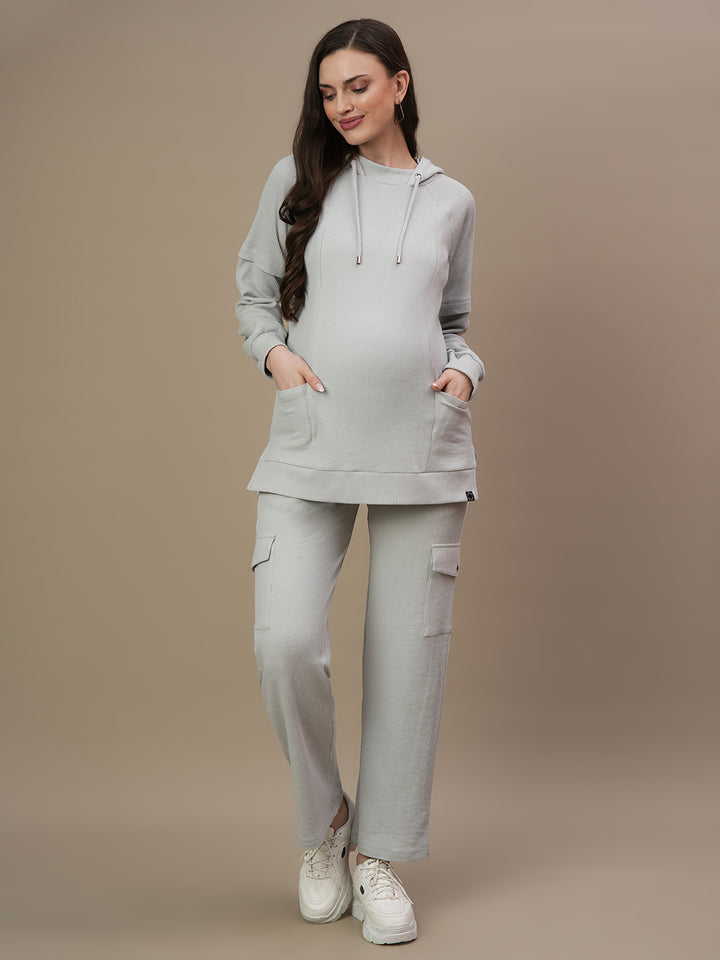 Maternity Waffle Hoodie Top
