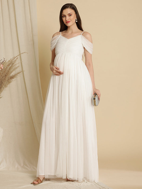 Maternity Romantic Ruched Dress