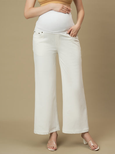 Maternity White Flare Bell Bottom Jeans