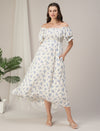 Maternity & Nursing White Floral Smocked Maxi Dress