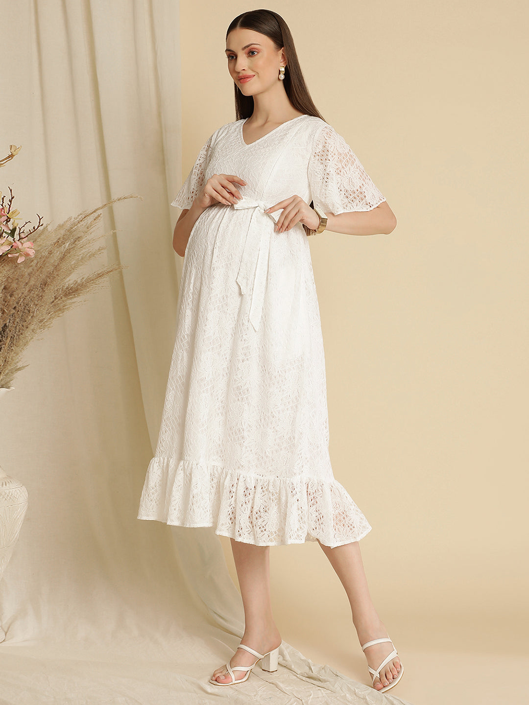 Buy Maternity White Lace Dress