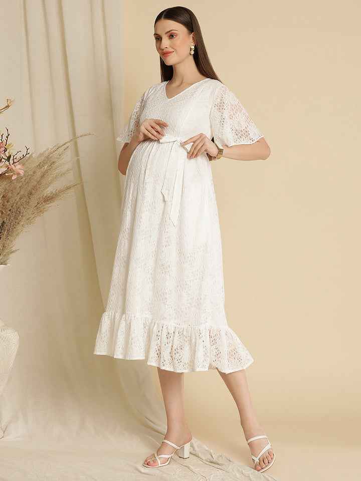 Maternity White Lace Dress
