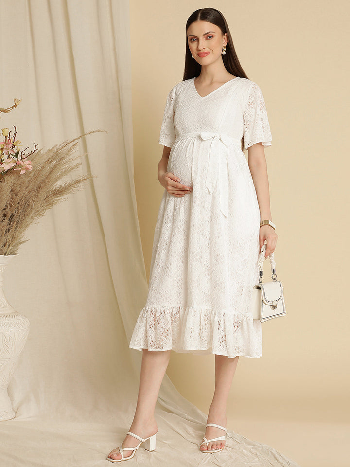 Maternity White Lace Dress