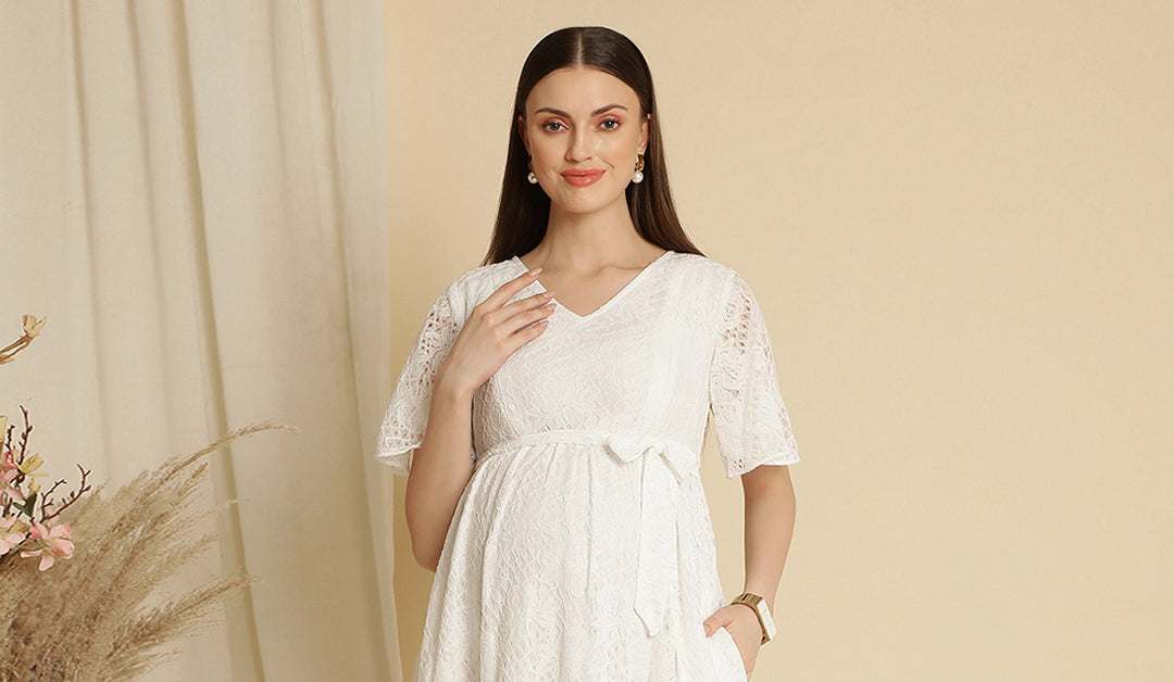 Buy Maternity White Lace Dress