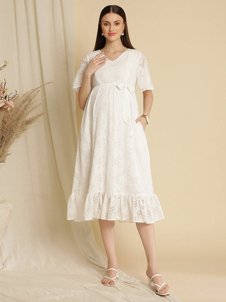 Maternity White Lace Dress