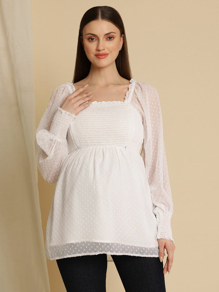 Maternity White Top Blouse