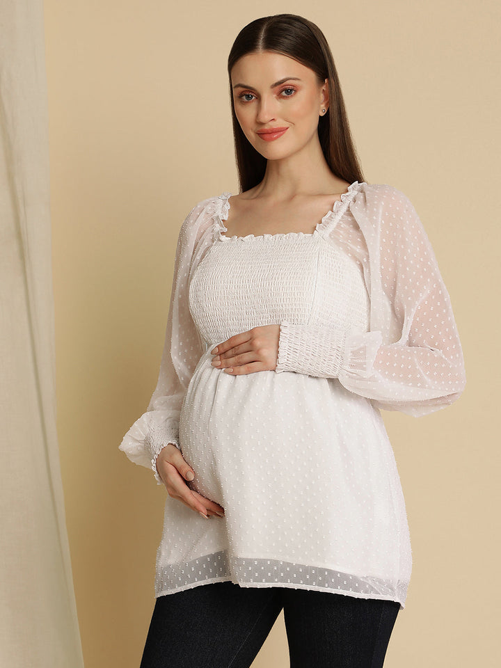 Maternity White Top Blouse