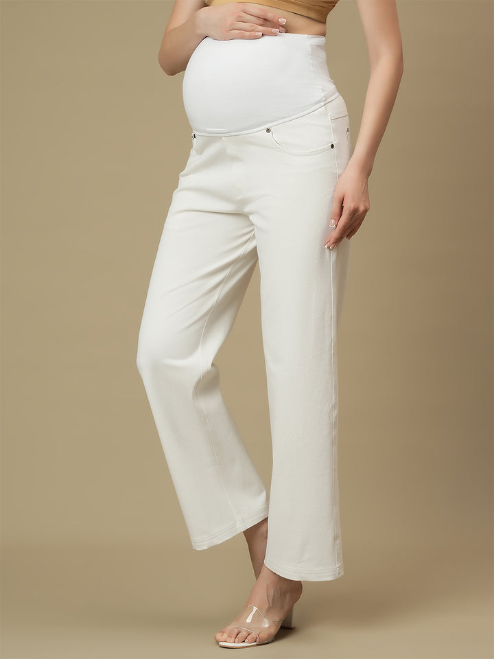 Maternity White Wide-leg Jeans