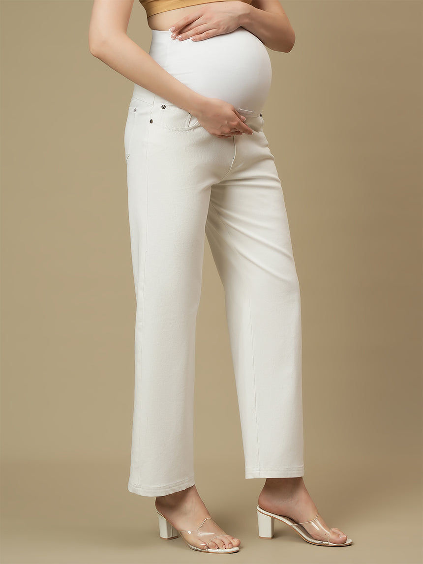 Maternity White Wide-leg Jeans