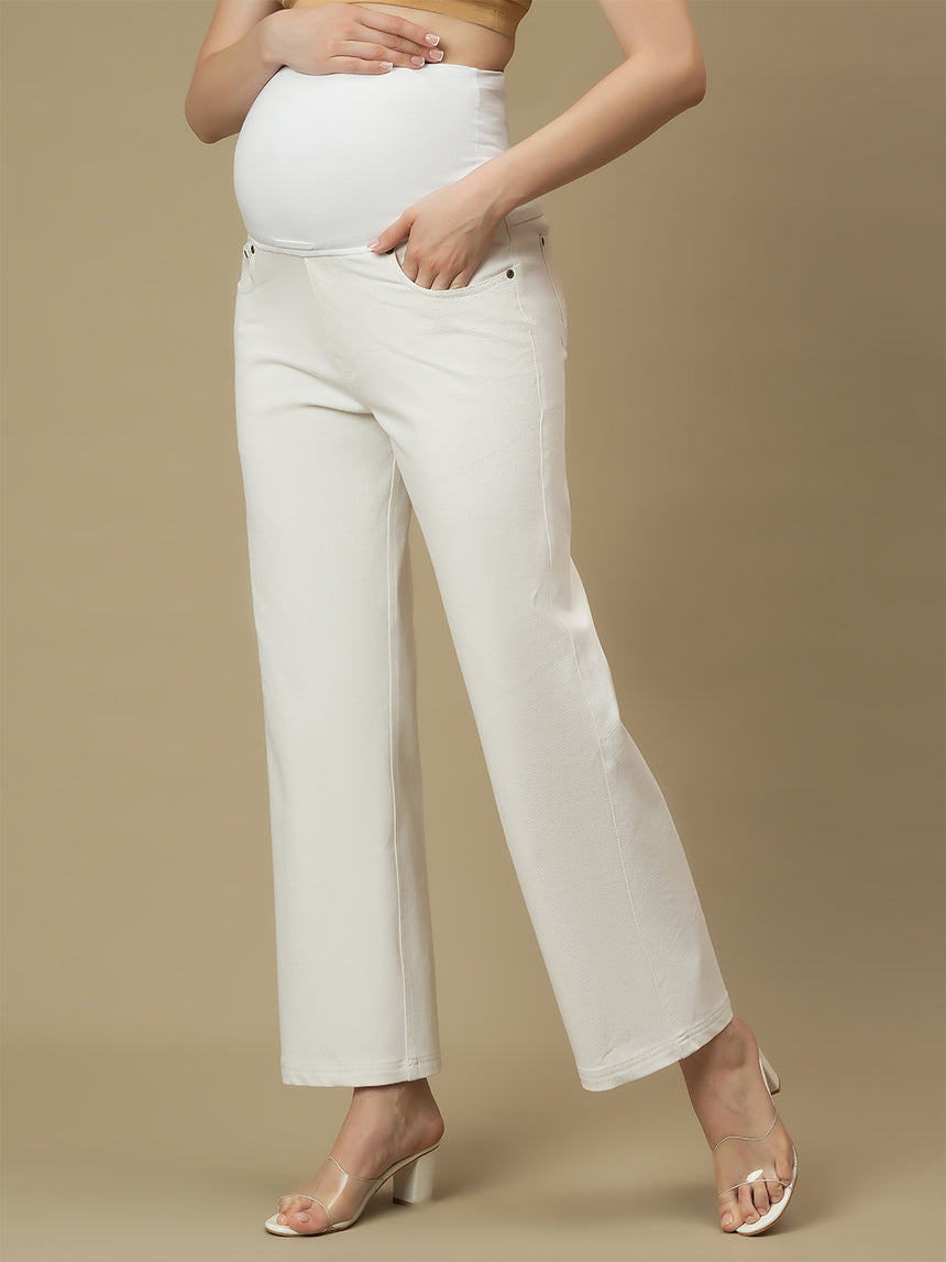 Maternity White Wide-leg Jeans