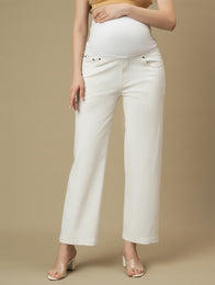 Maternity White Wide-leg Jeans