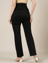 Stretchy Cotton Wide Leg Formal Maternity Trousers-Black