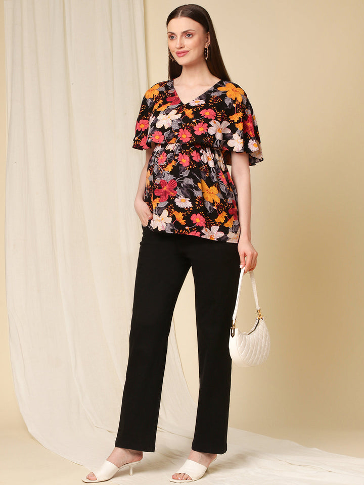 Wide Leg Maternity Jeans- Charcoal Black