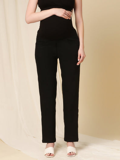 Wide Leg Maternity Jeans- Charcoal Black