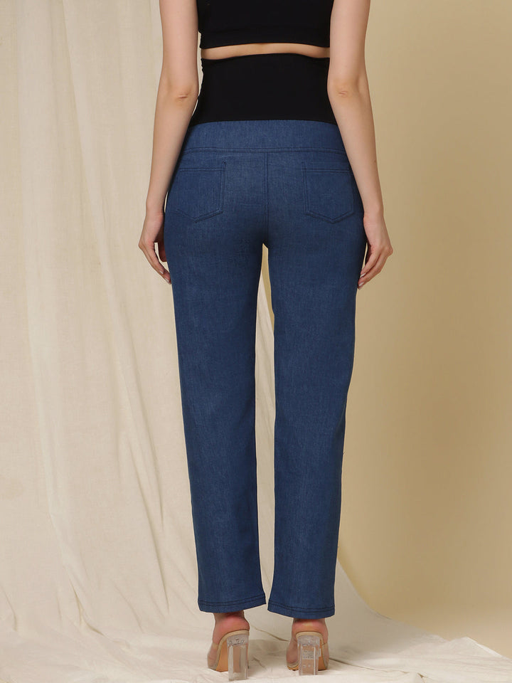 Wide-Leg Maternity Jeans- Denim Blue