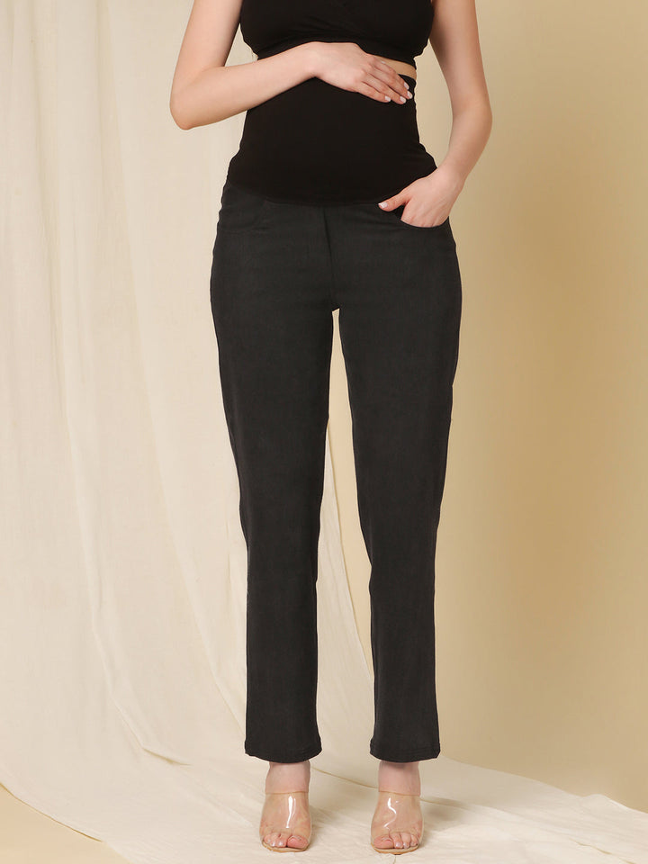 Wide Leg Maternity Jeans- Charcoal Grey