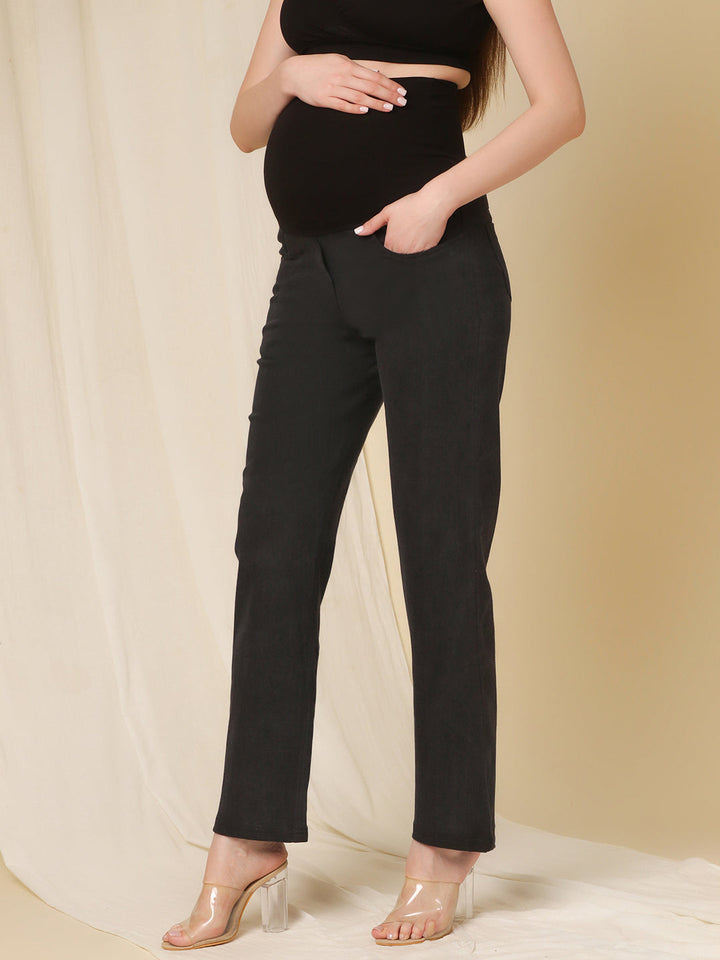 Wide Leg Maternity Jeans- Charcoal Grey