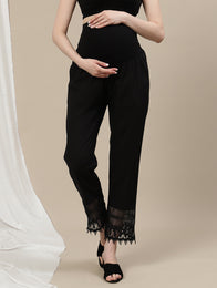 Cotton Maternity Pants with Lace