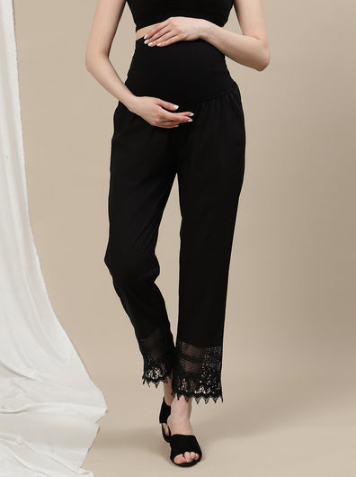 Cotton Maternity Pants with Lace