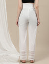 Maternity Cotton Wide-Leg Pants with Lace- White