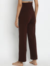 High Waist Wide-leg Maternity Pants- Brown