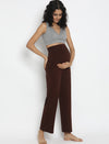 High Waist Wide-leg Maternity Pants- Brown