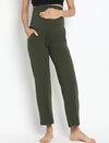 High Waist Wide-leg Maternity Pants- Green