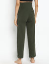 High Waist Wide-leg Maternity Pants- Green