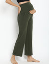 High Waist Wide-leg Maternity Pants- Green