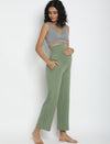 High Waist Wide-leg Maternity Pants- Light Green