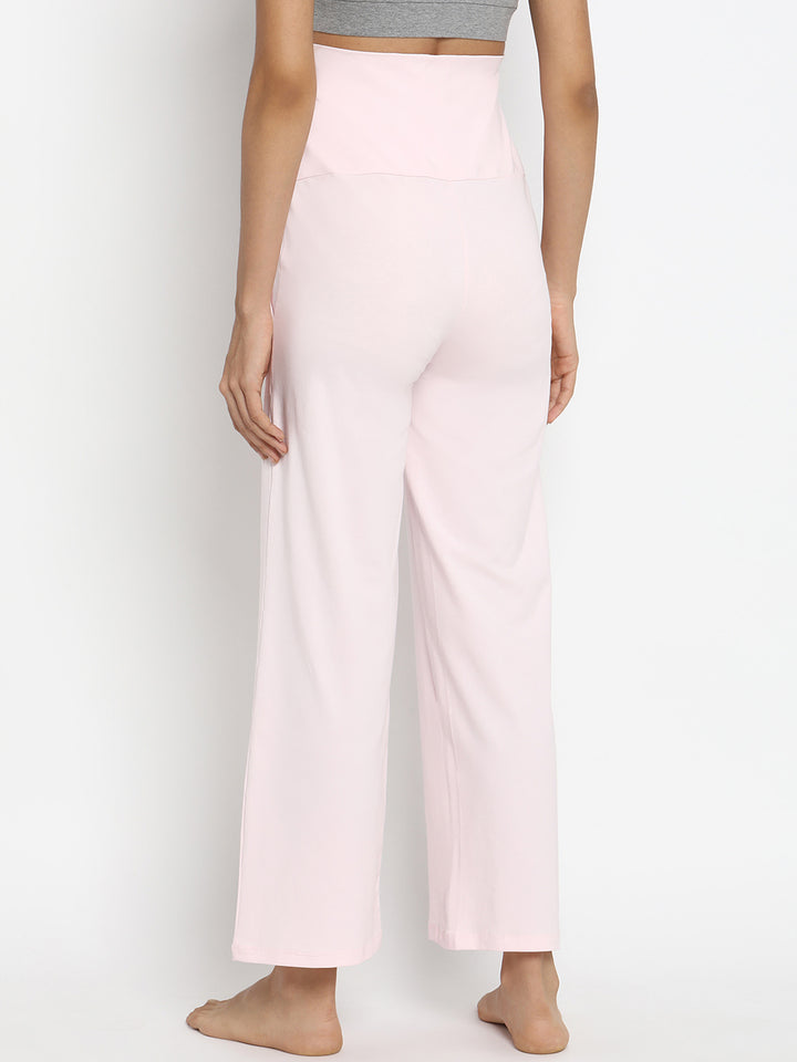 High Waist Wide-leg Maternity Pants- Pink