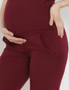 High Waist Wide-leg Maternity Pants- Wine Berry