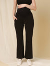 Maternity Winter Fleece Bootcut Pants- Black