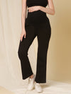 Maternity Winter Fleece Bootcut Pants- Black