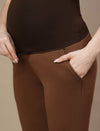 Maternity Winter Fleece Bootcut Pants- Brown