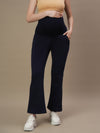 Maternity Winter Fleece Bootcut Pants- Navy Blue
