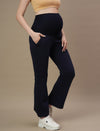 Maternity Winter Fleece Bootcut Pants- Navy Blue