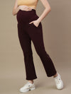 Maternity Winter Fleece Bootcut Pants- Wine Berry