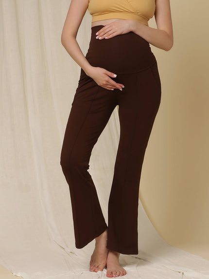 Maternity French Terry Bootcut Pants- Brown