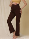 Maternity French Terry Bootcut Pants- Brown